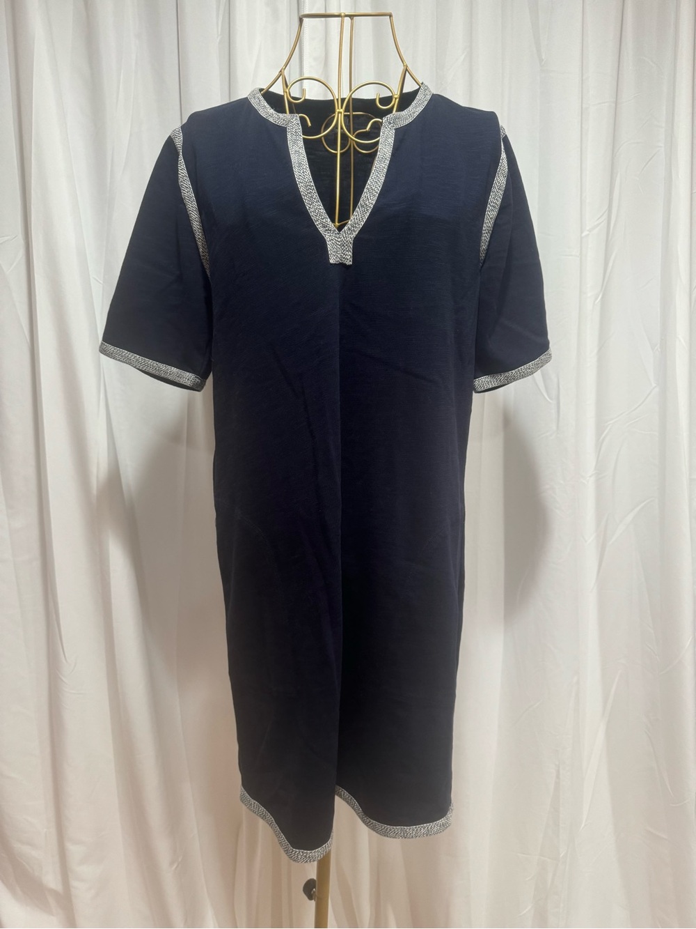J. Crew Navy Tunic Dress with White Contrasting Trim